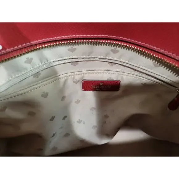 Kate Spade Cherry Red Zipper Tote Leather Excellent. Look!!👀 - Picture 7 of 9